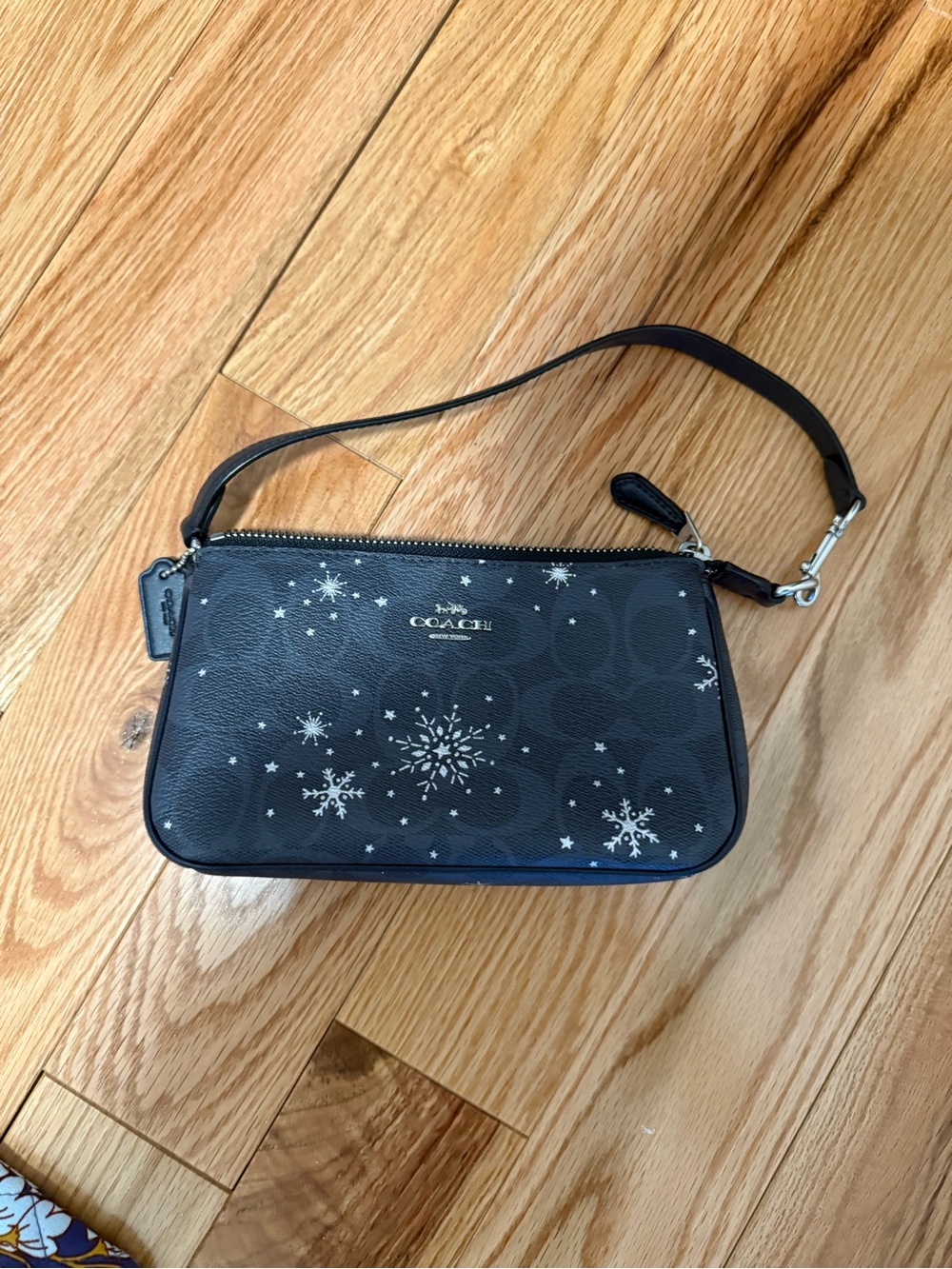 Coach Black Snowflake Wristlet Clutch